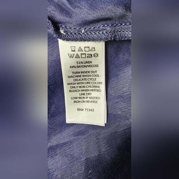 H by Halston Maxi Skirt Size 10 Linen Blend Navy Lagenlook Coastal - Picture 6 of 6